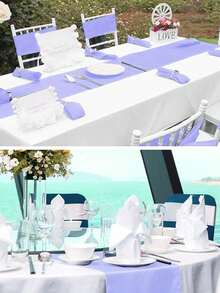 1-12pcs Satin Table Runner, Romantic Tablecloth For A Perfect Celebration. Silk Satin Fabric Chair Sash For Spring Parties, Such As Gatherings, Engagements, Birthdays, Hotels, Homes, Etc. - Multicolor - View 6