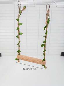 1pc Faux Solid Wood Parrot Swing Toy, Durable With Artificial Green Leaves And Hemp Rope Hanging Perch, Cage Accessory For Cockatiel / Budgie / Lovebird And Other Small To Medium Parrots - View 9
