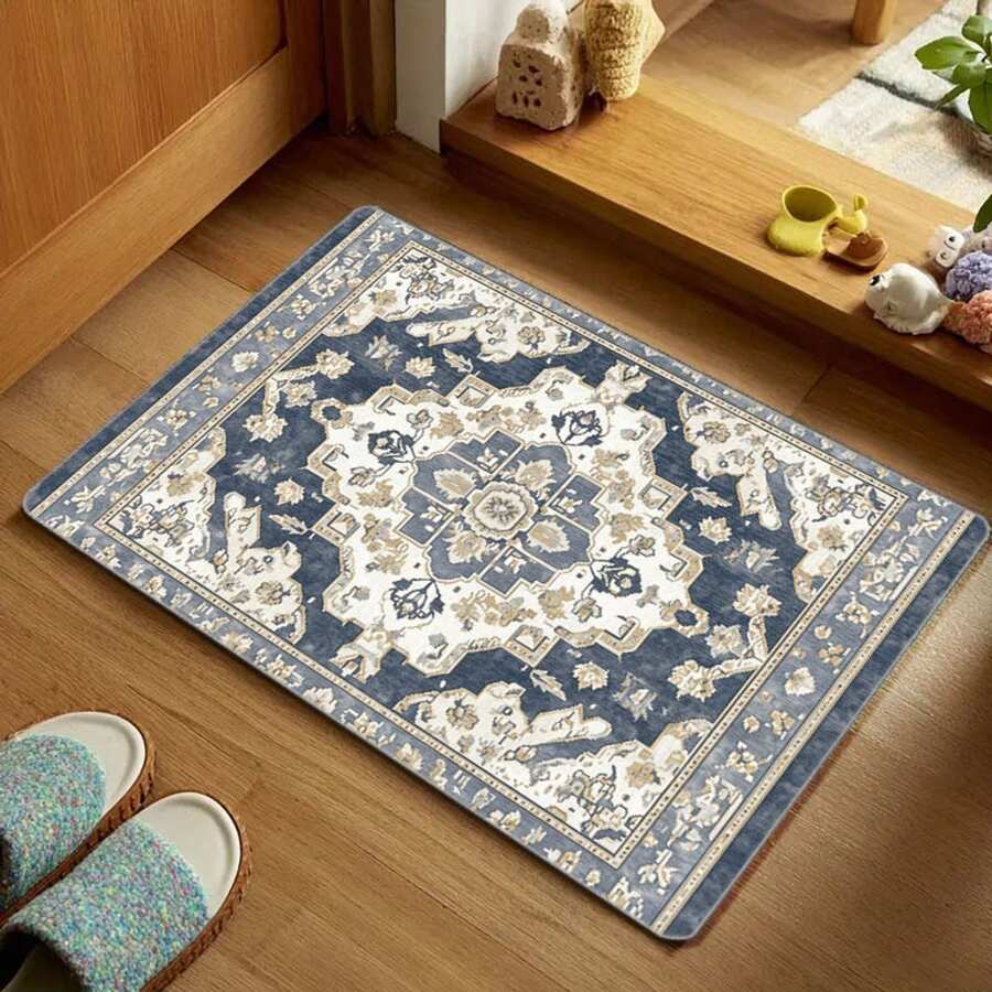 1pc DOORMATE Bohemian Style Pattern Soft Thickened Non-Slip Easy To Clean Sponge Floor Mat Entrance Floor Mat Machine Wash Entrance Door Carpet Porch Mat Bathroom Carpet Carpet Kitchen Floor Mat Bedroom, Living Room Interior Decoration Carpet - White - View 1