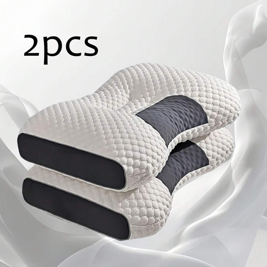 2PCS Pillow Knitted Neck Pillow For Side, Back And Prone Sleeping, Bed Pillow, Deep Sleep, Ergonomic Orthopedic Contour Neck Support, Removable Pillowcase, More Comfortable Bedding Family Holiday Gifts Easter - 白色 - 查看 1