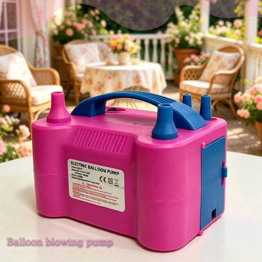 1 Pack Portable Electric Balloon Pump, Multicolor Plastic Dual Nozzle Balloon Inflator, Lightweight Handheld Air Pump With Handle, Fast Inflation For Party, Birthday, Wedding Decoration - Hot Pink - View 1