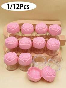 1/12 buah Stoples Krim Kosmetik Plastik, Stoples Bulat Transparan Kosong dengan Tutup Berwarna Merah Muda, Dapat Digunakan Kembali, Wadah Kosmetik Mini, Cocok untuk Krim Wajah, Losion, dll., Stoples Wadah Kosmetik Plastik, Stoples Krim Wajah Kosong, Stoples Krim Wajah Ukuran Perjalanan, 20g - MultiWarna - View 1