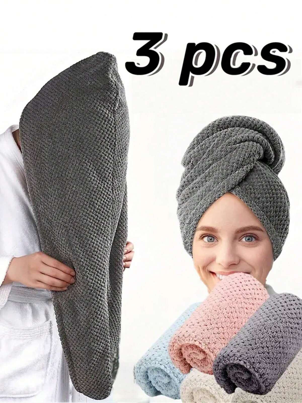 3 pièces Serviettes de cheveux en microfibre premium super douces et à séchage rapide, très absorbantes et confortables, conçues pour les cheveux frisés, serviette essentielle quotidienne, décoration de salle de bain, décoration d'automne, serviette enveloppante pour les cheveux de retour à l'école, convient pour les salons, les hôtels, les lieux de sport, l'usage domestique 5