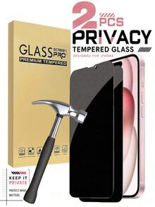 MIGAE 2pcs Full Screen Privacy Waterproof Shockproof Anti-Scratch Tempered Glass Screen Protector, Compatible With IPhone 18 Pro 18 Pro Max 17 16 15 Pro Max 14 Plus 15 14 13 12 Mini 11 Pro X XS Max XR, Suitable For Phone Cases, Daily Office Home Phone Accessories, Birthday Gift For Family And Friends - Black - View 9