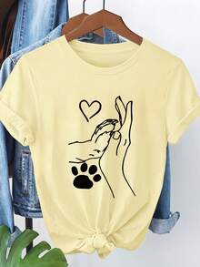 Short-Sleeved T-Shirt With Print 8076 - Apricot - View 1