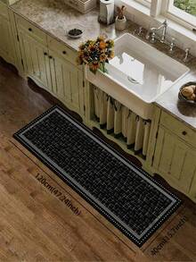 1 buah Keset Lembut Lumpur Diatom Garis Hitam & Putih Minimalis, Alas Hitam dengan Tekstur Halus Bergaris Silang dan Pinggiran Titik-titik Dua Lapis, Keset Lantai Anti Selip yang Menyerap untuk Dapur, Kamar Mandi, Lorong Masuk, Ruang Cuci, Kamar Tidur, Ruang Tamu, Karpet Kecil Dekoratif - MultiWarna - View 8