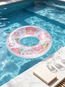 Pink Floral Print Swim Ring, Cute Glitter Pool Float With Mermaid Tail, Suitable For Adults And Children Summer Use - Multicolor - View 8