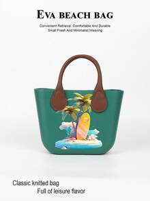 1個純色EVA防水便攜式手機化妝品休閒可愛開口女款托特包，適合日常穿搭、度假、通勤、購物、攝影、旅行、露營、健行、返校、節日、女孩、女性、四季通用、媽媽禮物、可拆卸 - 彩色 - 查看 12