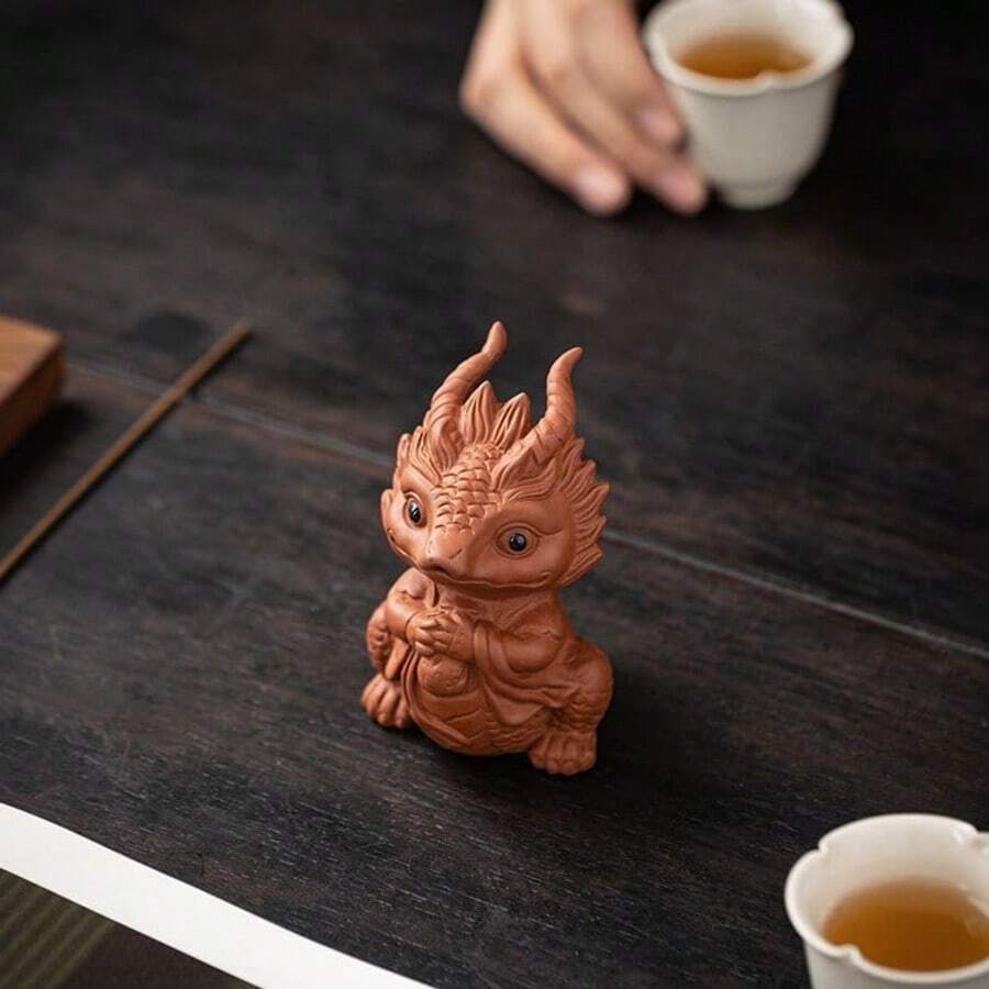 紫砂龍茶寵，功夫茶盤裝飾，火土吉祥茶儲寵