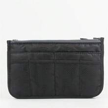Bolsa de Almacenamiento Multifuncional Plegable con Doble Cremallera, Gran Capacidad para Organizar Maquillaje y Artículos de Aseo, Bolsa de Clasificación Grande - Negro - Ver 1