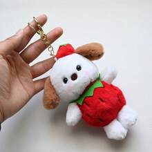 SANRIO 1個草莓 Patchakko 毛絨娃娃背包吊飾,生日禮物、情人節禮物、紀念品鑰匙圈 - 彩色 - 查看 4