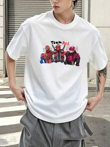 T-shirt graphique Marvel Team Red Spider-Man Deadpool 100 % coton - Vêtements homme - T-shirts humoristiques - Vêtements d'été homme - Série Marvel - Idées cadeaux homme - Streetwear - Blanc - Voir 5