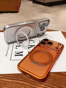 Casing Ponsel Mewah Matte Elektroplated dengan Braket Magnetik 360 Derajat, Kompatibel dengan iPhone 17 Pro Max 17Pro 17 16 15 14 13 Pro Max, Pelindung Lensa Kamera, dan Penutup Tahan Guncangan. - Perak - View 4