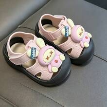 Cute Rhinestone Bow Open Toe Girls Sandals, Breathable Beach Holiday Shoes - Pink - View 6