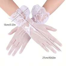 1 Pair Women's Elegant Vintage Lace Gloves | Long Arm Length, Soft Floral Pattern, Suitable For Weddings, Tea Parties, Balls And Various Formal Occasions - Available In White, Red, Black, Exquisite Craftsmanship, Essential Accessory For Ball Outfits - Multicolor - View 5
