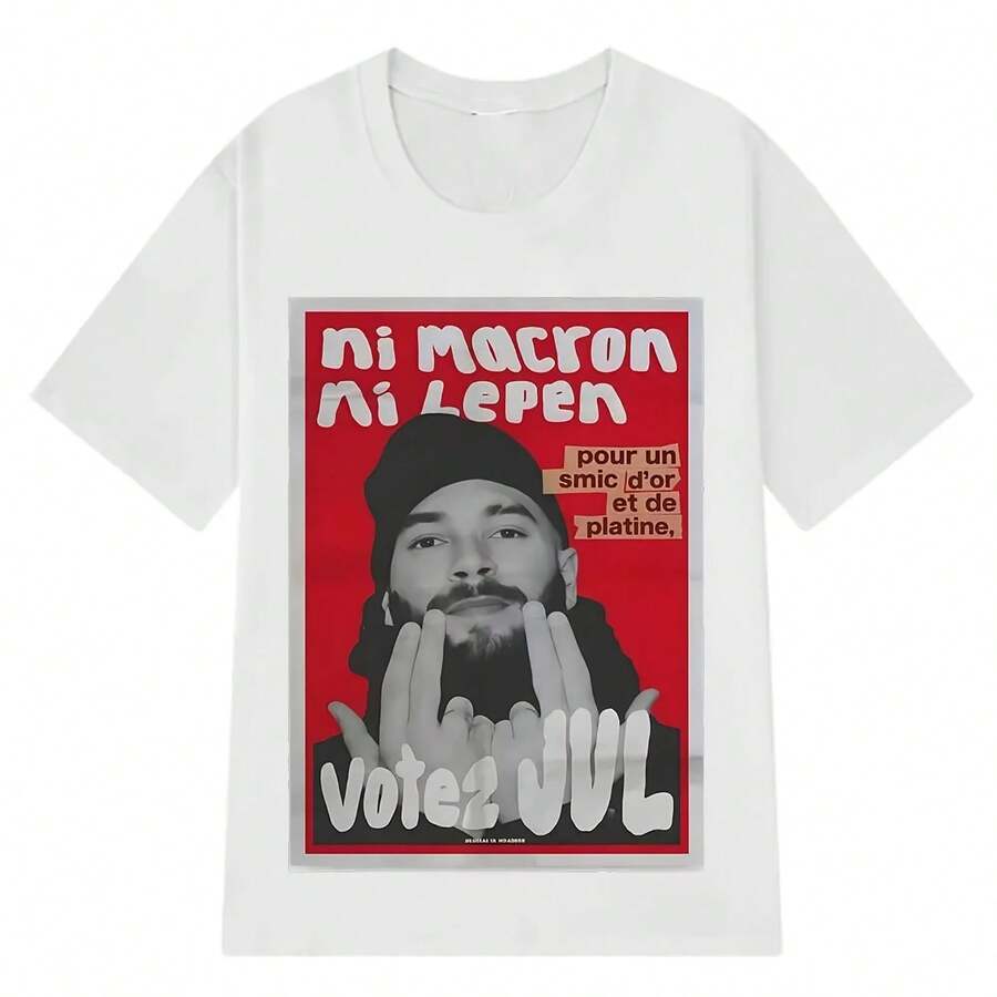 Camisetas con gráficos de moda del rapero francés Vote JUL, camiseta de hip-hop para hombres y mujeres, camiseta informal de manga corta, ropa de calle - Multicolor - Ver 1