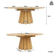 Extendable Dining Table, Kitchen Table, Balcony Table, Wooden Dining Table, Round Table That Extends To Oval, 118-158 Cm, Seats Up To 6, Wood Color - 自然色 - 查看 11