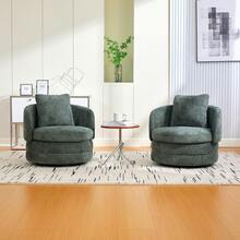 30" Living Room Rotating Decorative Chair(1PC), 360 ° Rotatable Bucket Shaped Sofa Chair, Chenille Armchair,Extra Super Soft Pillows As A Gift,Ergonomic Design,Suitable For Various Scenarios Such As Living Rooms, Bedrooms, Balconies, Etc - Xanh lá cây - Ghế xoay trang trí + Đệm - Vải nhung - Xem 1
