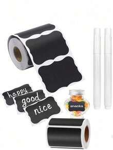 242/121pcs Chalkboard Labels, Price Tags, Dessert Labels, Personalized Labels, Personalized Stickers, Food Labels, Kitchen Accessories, Adhesive Labels, Spice Organizer Labels, Kitchen Stickers With Liquid Chalk And Ruler, Suitable For Mason Jars, Party Decor, Craft Room, Wedding, Food Pantry, Organize Your Home And Kitchen. Reusable Waterproof Chalkboard Labels With Label Pen - Removable Stickers, Kitchen Supplies - Multicolor - View 10