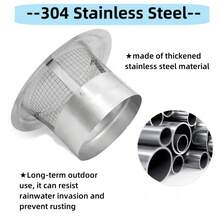 Heavy Duty Roof Vent Cap With Damper 6 Inch Removable Galvanized Steel Chimney Cover, Mesh Screen, Rust-Resistant, All-Weather Protection, Easy Installation, Ideal For Home Ventilation, Fireplace - Silver 7-8inch - View 7