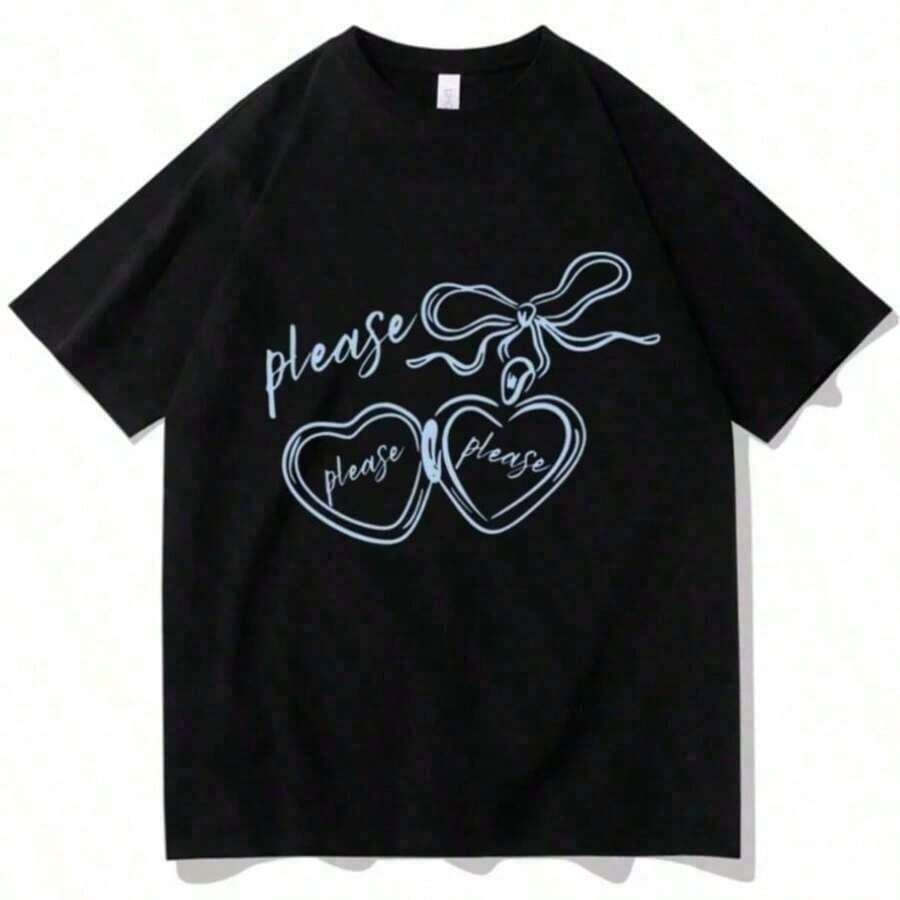 Sabrina Carpenters Please Please Please Music T-Shirt Fan Gift Unisex Fashion Casual T-Shirts T Shirts Wmoens JoJos Casual2025 - 黑色 - 查看 1