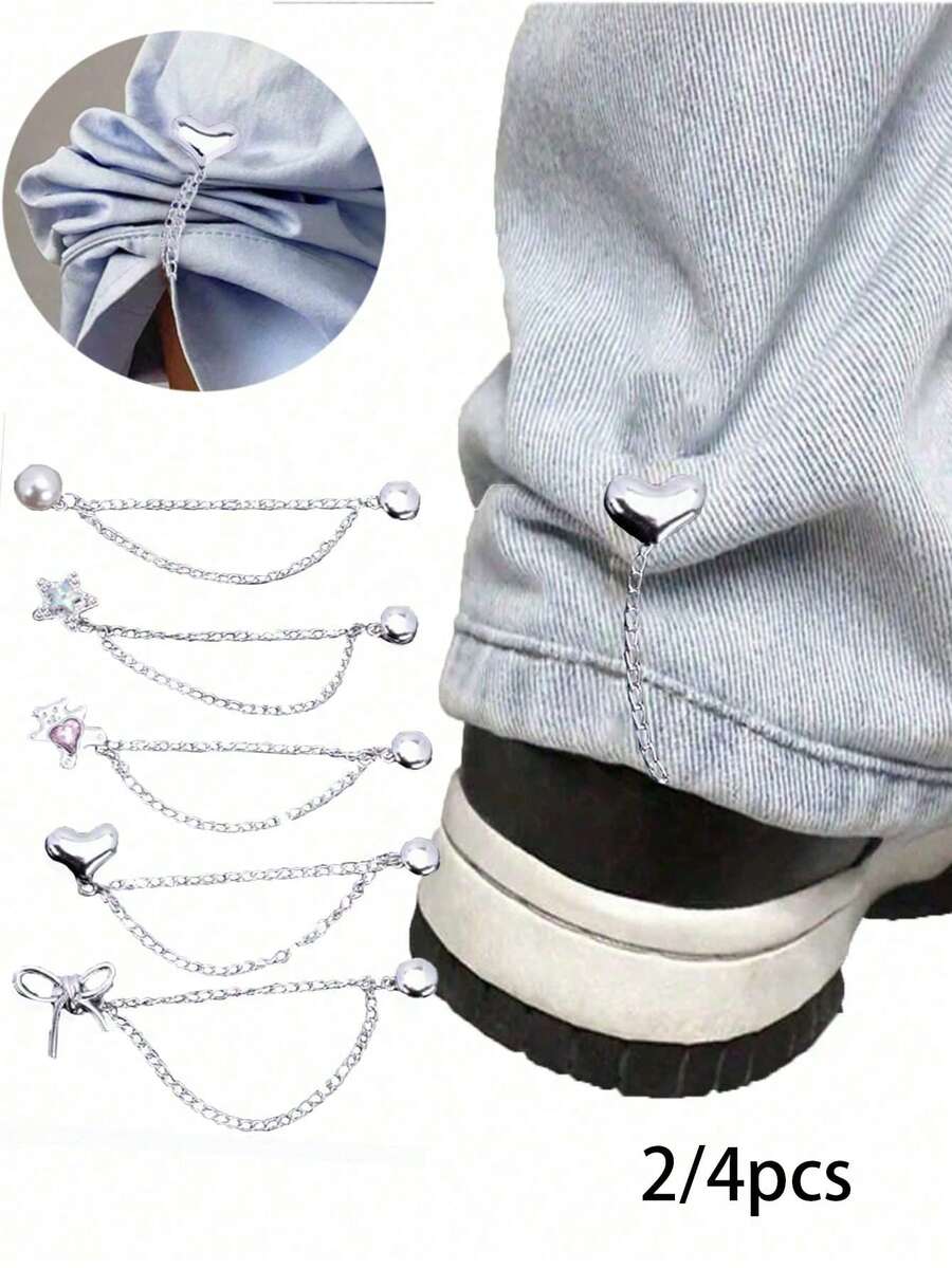 2/4 buah Klip Celana dan Klip Lengan Magnetik yang Dapat Diatur, Klip Ujung Celana yang Dapat Dilepas, Cocok untuk Celana dan Kaos, Gesper Klip Magnetik yang Kuat