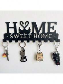 1pc Home Decor Wall Mounted Key Holder Black Key Storage Rack Wall Mounted Storage Shelf, Wall Key Rack, Key Holder, Home Decor, Room Decor, Home Supplies, Key Holder Metal Home Coat Hook Wall Art Decor - Home Hanging Rack And Key Holder - Clothes Hat Rack And Backpack Hook Decor Suitable For Home Decor Storage, Living Room, Hallway, Office (Black) Christmas Holiday Gift, Bathroom Razor Hook, Key Hook, Kitchen Hook - Multicolor - View 13