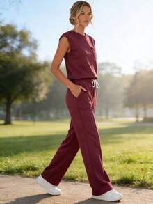 Women's Basic Pants And Blouse Set With Bag - Comfortable And High Quality - Came - View 3