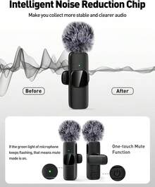 Professional Omnidirectional Collar Microphone, Wireless Rechargeable Recording Mic For Cellphone, Compact Hands-Free Audio Equipment, Multi-Scene Device For Short Video Production & Online Live Shows - Black - View 4