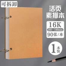 16K/32K 螺旋線條本 大號筆記本(內建繪圖板) 牛皮紙封面空白素描本 活頁裝訂 適合繪畫與彩繪 85張 - A - 查看 11