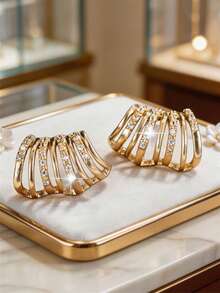 1 Pair Fashion Multi-Layer Intertwined Exquisite Stud Earrings, Light Luxury Elegant Ear Jewelry, Versatile For Workplace Commute - Earrings - View 7