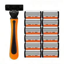 Classic 6-Layer Manual Razor Set, 1/2 Handle With 6/12/18/24/30 Blades , Manual Shave Razors For Daily Face Care 6-Layer Stainless Steel Razor Blades For Men - Replaceable For Smooth Shaves - Multicolor - View 10