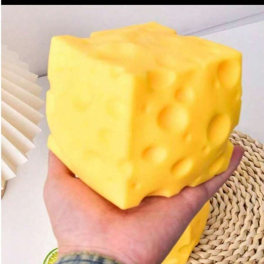 Squishy-2026 New Product-Giant Cheese Simulation Cheese Squeezing Toy Slow Rebound Stress Relief Toy,Sleep Aid Toy ASMR Sensory Stress Relief Toy, Suitable For Adults,Girls,And Adolescents,Festival Gift,Emotional Healing Toy,Emotional Release Toy
