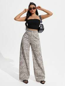 Unity Jeans de mezclilla de pierna ancha recta de diseño simple con cintura alta para mujeres a la moda - Multicolor - Ver 1