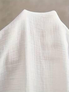 New 2026 Model:Camisa pura de manga larga estilo francés con bordado de temática étnica, ligera, cómoda y transpirable, perfecta para uso diario, desplazamientos y vacaciones - Blanco - Ver 6