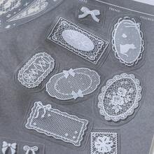 1 Roll PET Die-Cut Tape, Wuyuxing Sha Series Transparent Die-Cut Tape, Lace Vintage Style White Floral/Flower/Plant Border, Planner Decoration Stickers, Suitable For Planner, Scrapbook, Photo Album DIY Diary Schedule Book Collage Material, With Release Paper, Waterproof And Wear-Resistant, Fits Japanese Planner Style, Essential Student Stationery For Back To School Season - 1roll - View 3