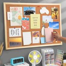 1 Piece Practical Style Bulletin Board, Different Sizes Available Cork Board With Smooth Wooden Frame, Suitable For Classroom, Studio & Shared Space, Pin Board, Memo Display Board, Wall Notice Board, Decorative Organizer - Brown - View 2
