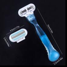jifuli 1 Handle+10 Blades / Razor For Women, 3-Layer Stainless Steel Razor Blade, Replaceable Manual Hair Removal Blade, Easy To Clean, Smooth Hair Removal, Girls' Summer Bikini Hair Removal Device. - Multicolor - View 4