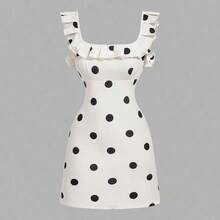 MOD Vestido mini de fiesta con volantes y estampado de lunares para mujer - Albaricoque - Ver 9