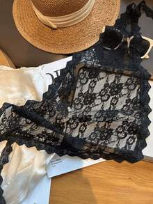 1pc Women's Spring/Autumn Floral Lace Triangle Scarf, Classic Breathable Hollow Solid Color Triangle Scarf, Decorative Headscarf, Church Veil, Suitable For Daily Wear And Vacation - Multicolor - View 7