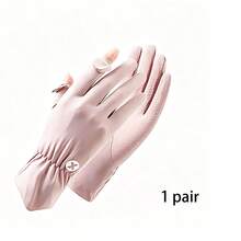 1pc Multicolor Ice Silk UV Protection Gloves (Women's), Elastic Breathable Non-Slip Thin Long Outdoor Sun Protection Gloves, Suitable For All Seasons - A - View 12