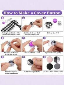 63-1pc Multi-Size Fabric Button Kit With Silicone Molds, Blank Button Blanks For Manual Pressing Into Button Sets, Suitable For Clothing, Coats, Windbreaker Jackets And Jewelry DIY Handmade Accessories, Perfect For Back To School, Halloween, Christmas Decor And Gifts - A - View 4