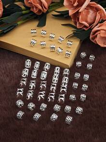 50PCS Silver Hair Cuffs Braids Jewelry Braid Clips Loc Dreadlock Accessories Metal Hair Rings Clips Hair Decoration For Girls - Silver - View 5