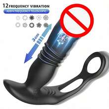 Thrusting Proatate Massager Butt Plug Vibrating Anal Vibrator Cock Rings Vibration Dildo Sex Toys For Men - one-size - View 4