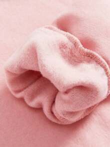Baby Girl Bow Pattern Printed Hooded Warm Sweatshirt - Pink - View 4