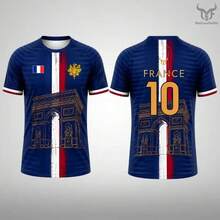 New France Flag Printed T-Shirt Men Breathable And Quick-Drying Soccer Jersey Unisex Casual Sports Training Short-Sleeved Top - TEkfb50026FM - 查看 7