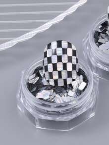 1 Botella de Brillo para Uñas 3D Holográfico Rayado Cuadrado Plateado Láser Arcoíris Iridiscente Rectangular Brillo para Uñas Diseño de Uñas DIY Decoración de Uñas - Multicolor - Ver 7