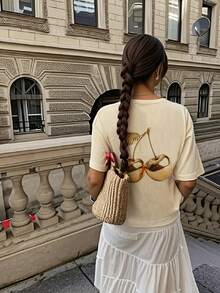 Summer New Casual Turtle Print Round Neck Short Sleeve T-Shirt, Fashionable Versatile Suitable For Daily, Vacation, Beach Wear - Asa an - View 4