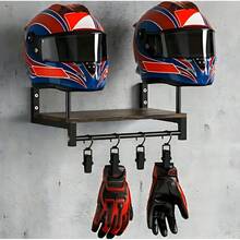 Motorcycle Helmet Wall Mount – 1 Detachable Hook Display Rack For Helmets & Gear – Garage, Living Room, And Bedroom Organizer - 棕色 - 查看 1