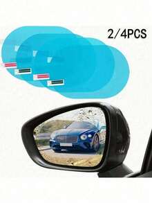 2/4pcs Car Rearview Mirror Film, Waterproof Reflective Film, Anti-Fog Nano Coating, Suitable For Car Rearview Mirrors And Side Windows - Clear - View 2